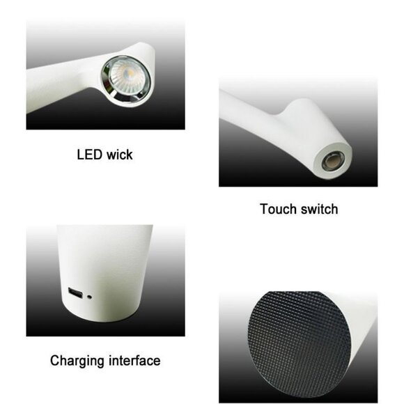 Portable LED Touch 3 Levels Brightness Dimmable Rechargeable Cordlesslamp1Pack - Picture 5 of 10